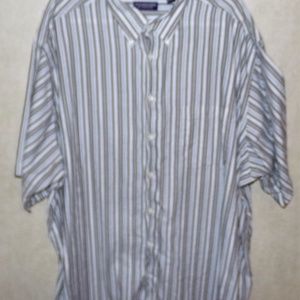 Roundtree Gray White Striped Mens Shirt 4XLT